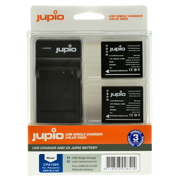 CPA1005 2x Jupio wie Panasonic DMW-BLG10 + USB-Ladegerät