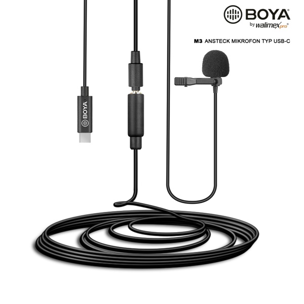 Walimex pro Boya M3 Ansteckmikrofon / Lavaliermikrofon Typ USB-C