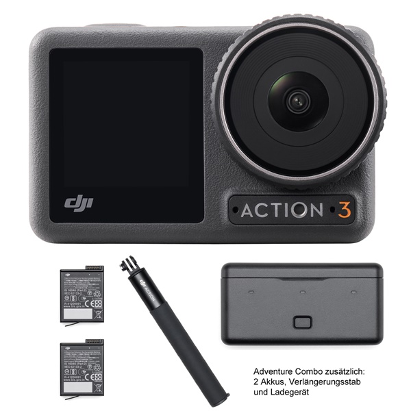 DJI OSMO Action 3 Adventure Combo Action Camera + 2 zus. Akkus + Ladegerät