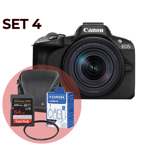 Canon EOS R50 + RF-S 18-150mm | Set 4 (Tasche, SD Karte, Filter, Reinigungsset)